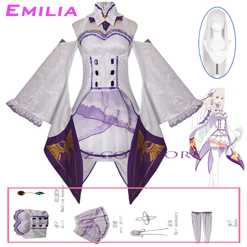 Emilia Cosplay Anime Re Zero K - đánh giá và giá Anime Cosplay Wigs