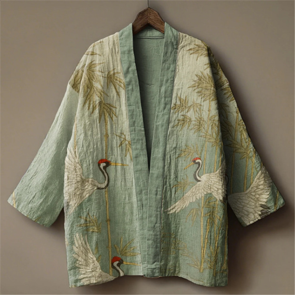 Japanese Crane Print Kimono fo - đánh giá và giá Demon Slayer Haori